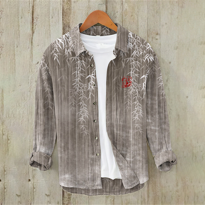 Urbancrest Bamboo Japanese Art Casual Linen Blend Shirt | Premium Cotton Linen Shirt for Men